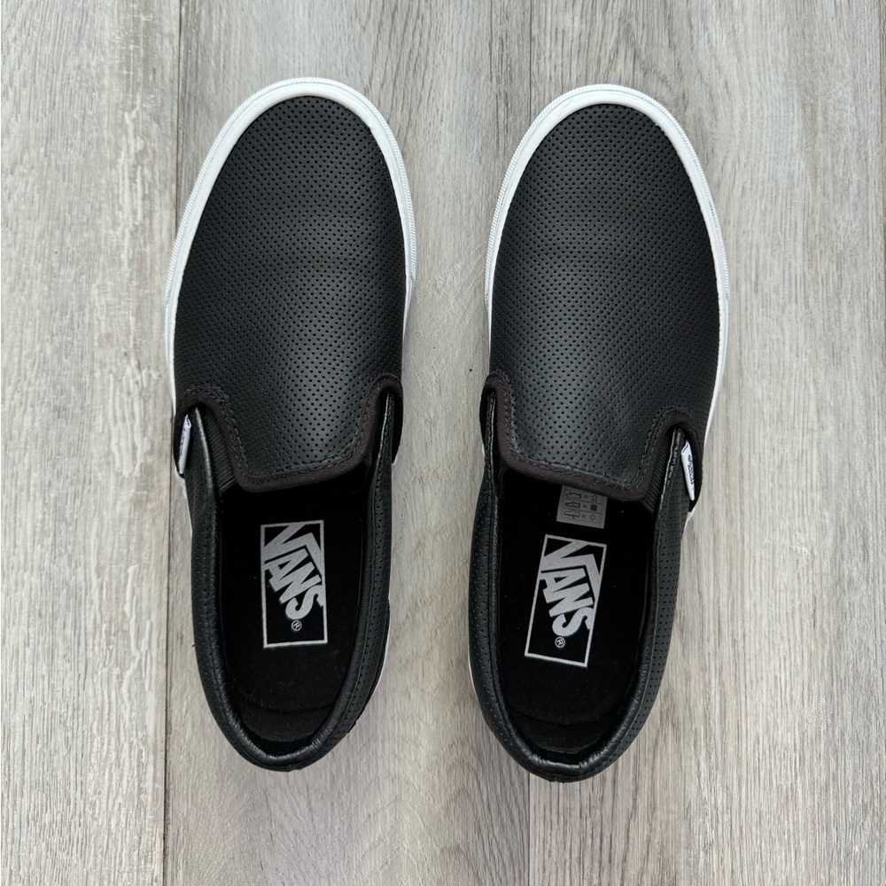 Vans Black Slip On Shoes Leather Loafer